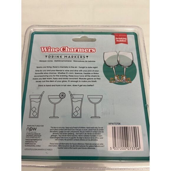 NPW Wine Drink Markers  Charmers Drinking Buddies Set Of 4 - Picture 8 of 10